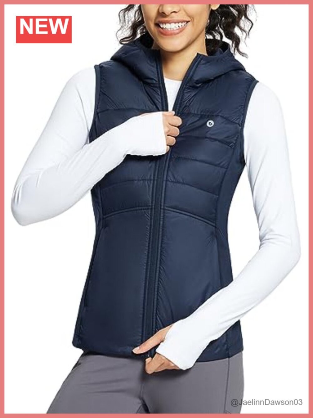 Baleaf Women's Winter Running Vest Fleece Hooded Water Resistant Slim Fit